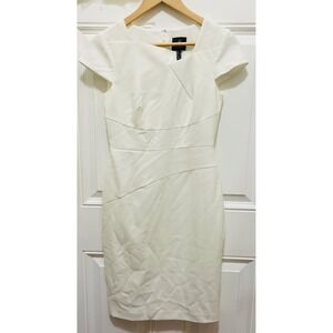 Adrianna Papell Ivory White Sheath Dress Cap Sleeve Career Cocktail Party Size 2